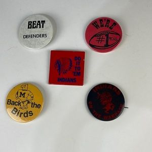 Lot of Vintage Sports Button Pins (qty 5)